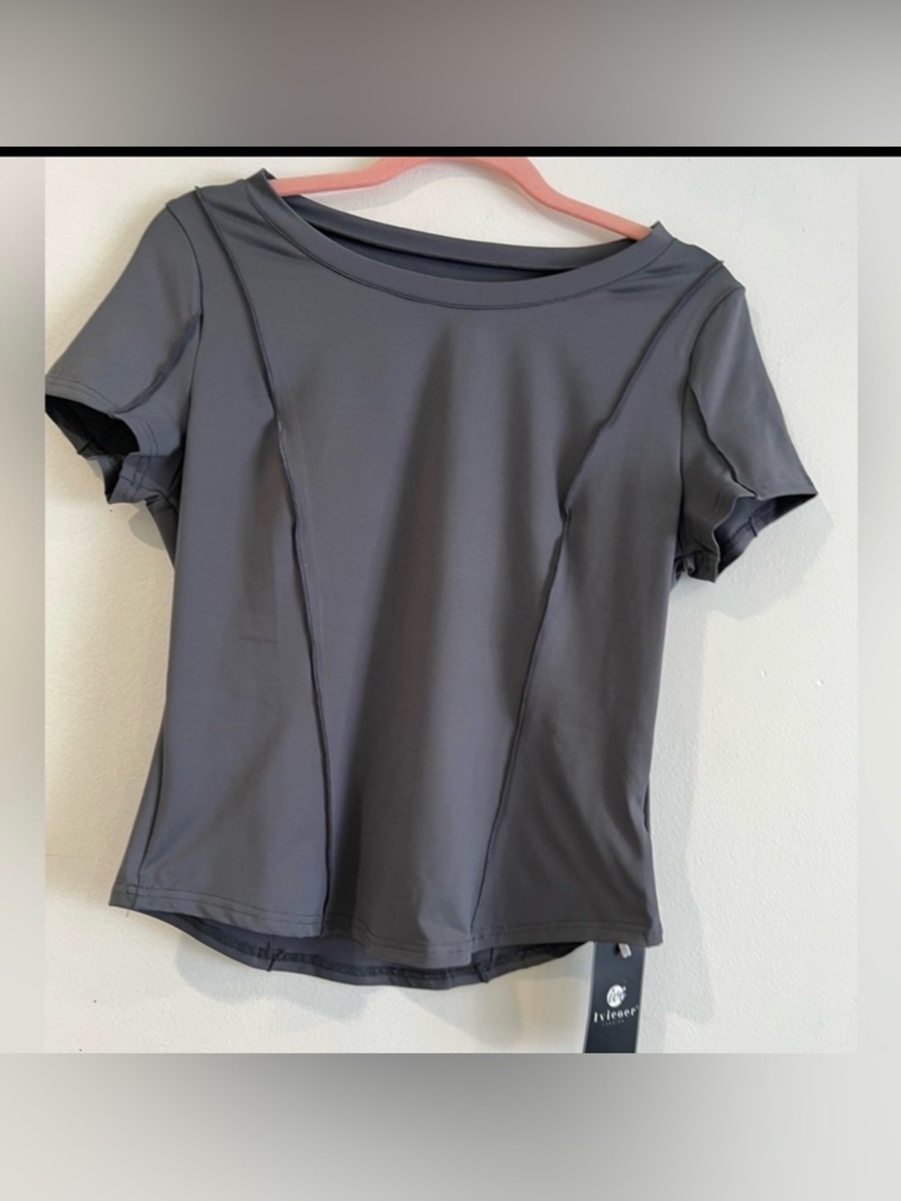Ivicoer athletica Charcoal Short Sleeve Top stretch L